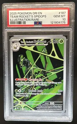 2025 Pokemon Destined Rivals Team Rocket's Spidops #187/182 PSA 10 - Image 1