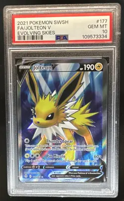 2021 Pokemon SWSH Evolving Skies Jolteon V #177/203 PSA 10 - Image 1