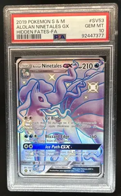 2019 Pokemon SM Hidden Fates Alolan Ninetales GX #SV53/SV94 PSA 10 - Image 1