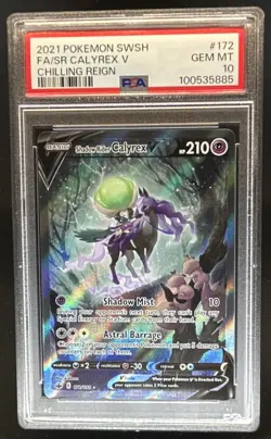 2021 Pokemon SWSH Chilling Reign Shadow Rider Calyrex V #172/198 PSA 10 - Image 1