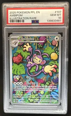 2025 Pokemon Phantasmal Flames Ambipom Illustration Rare #107/094 PSA 10 - Image 1