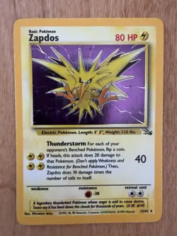 Zapdos 15/62 Fossil Holo TCG Pokemon Card 1999 Wizards Fossil Base Set 80 HP - Image 1