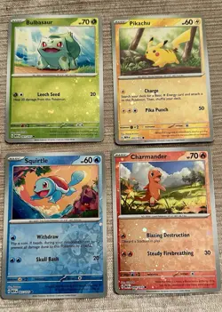 Pokemon 151 Cosmo Foil Promo Set - Pikachu Squirtle Charmander Bulbasaur -Costco - Image 1