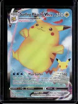 2021 Pokemon Celebrations Surfing Pikachu VMax Full Art #009/025 - Image 1