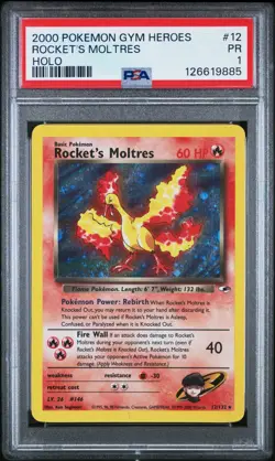 POKEMON 2000 ROCKET'S MOLTRES HOLO GYM HEROES #12 PSA 1 - Image 1