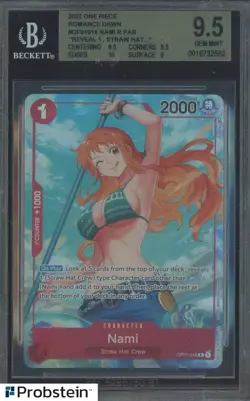 2022 One Piece Romance Dawn #OP01016 Nami R PAR BGS 9.5 GEM MINT - Image 1