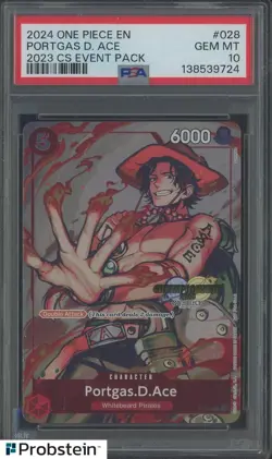 2024 One Piece EN 2023 CS Event Pack #028 Portgas D.Ace PSA 10 GEM MINT - Image 1