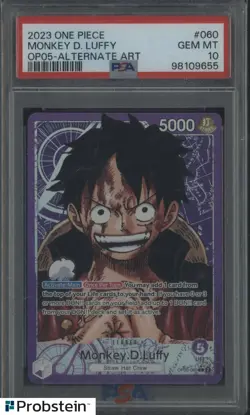 2023 One Piece TCG OP05 #060 Monkey D.Luffy Alternate Art PSA 10 GEM MINT - Image 1