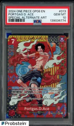 2024 One Piece OP08 EN Special Alternate Art #013 Portgas D. Ace PSA 10 - Image 1