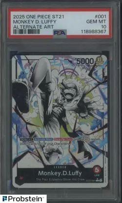 2025 One Piece ST21 #001 Monkey D,Luffy Alternate Art PSA 10 GEM MINT - Image 1