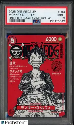 2025 ONE PIECE JPN PROMOS ONE PIECE MAGAZINE VOL.20 #014 MONKEY D. LUFFY PSA 9 - Image 1