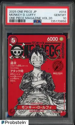 2025 ONE PIECE JPN PROMOS ONE PIECE MAGAZINE VOL.20 #014 MONKEY D. LUFFY PSA 10 - Image 1