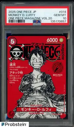 2025 ONE PIECE JPN PROMOS ONE PIECE MAGAZINE VOL.20 #014 MONKEY D. LUFFY PSA 10 - Image 1
