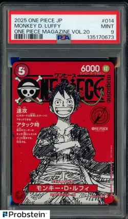 2025 ONE PIECE JPN PROMOS ONE PIECE MAGAZINE VOL.20 #014 MONKEY D. LUFFY PSA 9 - Image 1