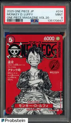 2025 ONE PIECE JPN PROMOS ONE PIECE MAGAZINE VOL.20 #014 MONKEY D. LUFFY PSA 9 - Image 1