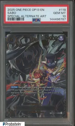 2025 One Piece OP13 EN Special Alternate Art #118 Sabo PSA 10 GEM MINT - Image 1