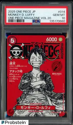2025 ONE PIECE JPN PROMOS ONE PIECE MAGAZINE VOL.20 #014 MONKEY D. LUFFY PSA 10 - Image 1