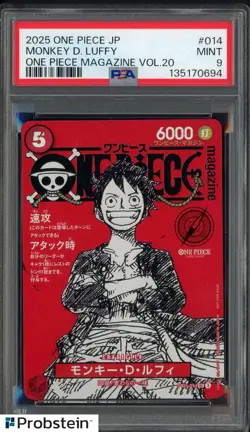 2025 ONE PIECE JPN PROMOS ONE PIECE MAGAZINE VOL.20 #014 MONKEY D. LUFFY PSA 9 - Image 1
