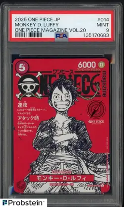 2025 ONE PIECE JPN PROMOS ONE PIECE MAGAZINE VOL.20 #014 MONKEY D. LUFFY PSA 9 - Image 1