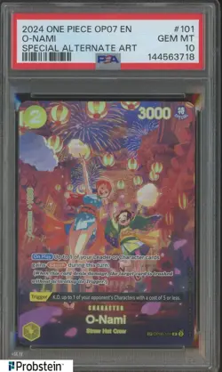 2024 One Piece OP07 EN Special Alternate Art #101 O-Nami PSA 10 GEM MINT - Image 1