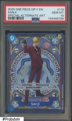 2025 One Piece OP11 EN Special Alternate Art #119 Sanji PSA 10 GEM MINT - Image 1