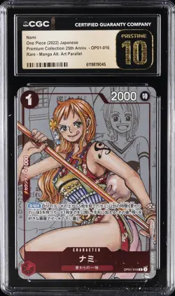 2022 ONE PIECE JPN 25TH ANNIV MANGA ALT ART #OP01-016 NAMI CGC 10 PRISTINE - Image 1