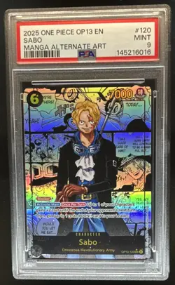 2025 One Piece OP13 EN Sabo Manga Alternate Art #OP13-120 PSA 9 MINT - Image 1
