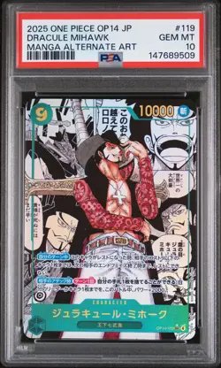 2025 ONE PIECE JPN THE AZURE SEA'S SEVEN MANGA ALT ART DRACULE MIHAWK PSA 10 - Image 1