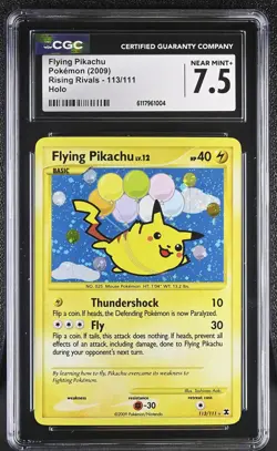 CGC 7.5 Flying Pikachu 2009 Rising Rivals 113/111 Holo Pokemon Card - Image 1