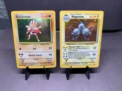 Pokemon TCG Base Set Lot of 2 Card Holo Rare Hitmonchan & Magneton 1999 VTG WOTC - Image 1