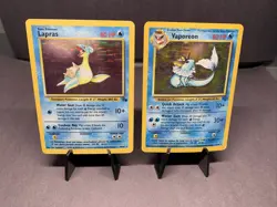 Pokemon TCG Fossil & Jungle Set Lot of 2 Card Holo Rare Lapras & Vaporeon WOTC - Image 1