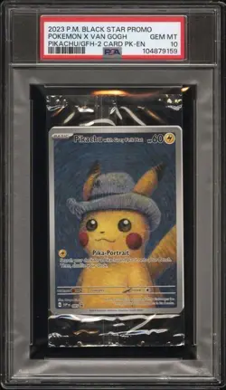 POKEMON X VAN GOGH PIKACHU/GFH-2 CARD 2023 BLACK STAR PROMO CELLO PACK PSA 10 - Image 1