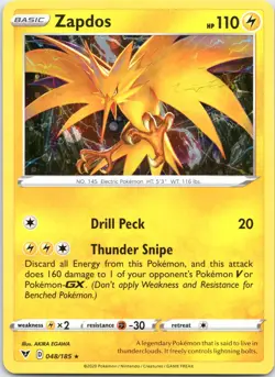 Zapdos (Cosmos Holo) Promo Miscellaneous Cards & Products 048/185 NM - Image 1