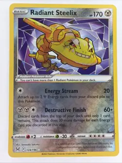 Radiant Steelix 124/196 -- Pokemon TCG Lost Origin -- NM - Mint Holo Rare Card - Image 1