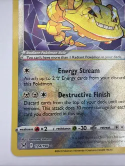 Radiant Steelix 124/196 -- Pokemon TCG Lost Origin -- NM - Mint Holo Rare Card - Image 4