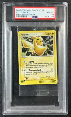 PIKACHU MEOWTH PSA 10 2003 POKEMON BLACK STAR CELLO PACK GEM 757 - Image 1