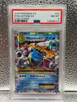 2016 Pokemon M BLASTOISE EX 22/108 Evolutions Ultra Rare Holo English PSA 8 - Image 1