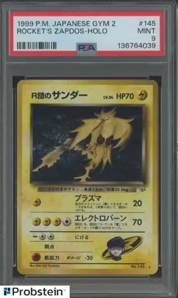 1999 Pokemon Japanese Gym 2 #145 Rocket's Zapdos Holo PSA 9 MINT - Image 1