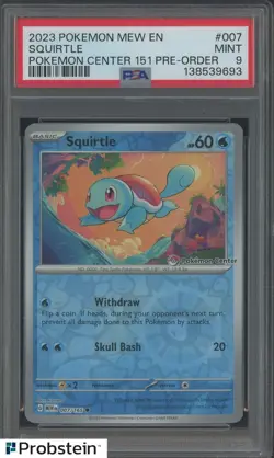2023 Pokemon MEW EN PC 151 Pre Order #007 Squirtle PSA 9 MINT - Image 1
