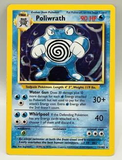 Poliwrath 1999 Pokemon Base Set Unlimited Holo 13/102 TCG - Image 2