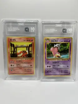 1998 Pokemon Vending Series 3 Growlithe & Slowbro TAG 10 - Image 1