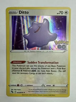 Ditto 053/078 Pokemon GO Holo Rare 2022 70 HP Sudden Transformation Pokemon TCG - Image 1