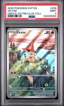 POKEMON UNOVA VICTINI 2025 SV BLACK STAR PROMO #208 ILLUS COLL PSA 9 - Image 1
