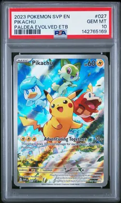 2023 POKEMON SVP EN-SV BLACK STAR PROMO 027 PIKACHU PALDEA EVOLVED ETB PSA 10 - Image 1