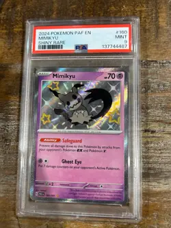 POKEMON 2024 Paldean Fates Shiny Rare MIMIKYU #160 PSA 9 Mint RARE 2 - Image 1