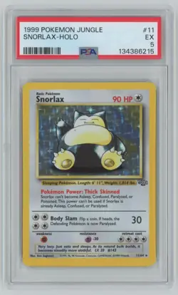 1999 Pokemon Classic Jungle Snorlax PSA 5 HOLO #11/64 - Image 1