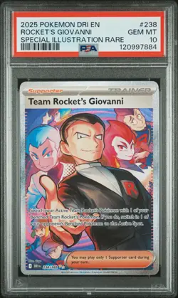 2025 POKEMON DRI EN-DESTINED RIVALS #238 TEAM ROCKET'S GIOVANNI PSA 10 - Image 1