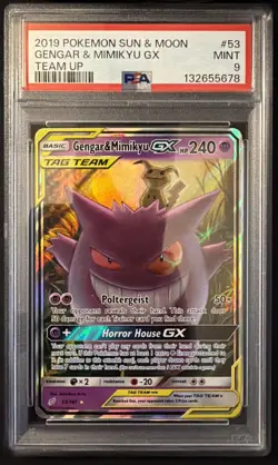 Pokemon Gengar & Mimikyu GX 53/181 Sm-Team Up Holo Psa 9 - Image 1