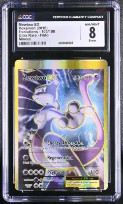 Mewtwo EX Pokemon 2016 Evolutions - 103/108 Ultra Rare - Holo Miscut (MC) - Image 1