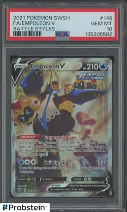 2021 Pokemon SWSH Battle Styles #146 FA/Empoleon V PSA 10 GEM MINT - Image 1